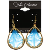 Mi Amore String Art Dangle-Earrings Blue/Gold-Tone