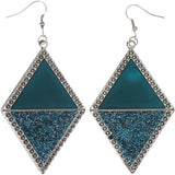 Mi Amore Glitter Sparkle Dangle-Earrings Blue & Silver-Tone