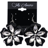 Mi Amore Flower Dangle-Earrings Black/Silver-Tone