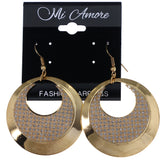 Mi Amore Glitter Sparkle Dangle-Earrings Peach & Gold-Tone