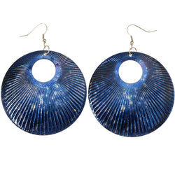 Mi Amore Textured Universe Dangle-Earrings Blue & Silver-Tone