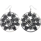 Mi Amore Flower Dangle-Earrings Silver-Tone/Black