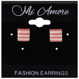 Mi Amore Striped Stud-Earrings Pink/White