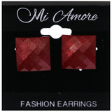 Mi Amore Faceted Stud-Earrings Red