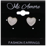 Mi Amore Heart Stud-Earrings White