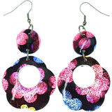 Mi Amore Flower Dangle-Earrings Pink/Black