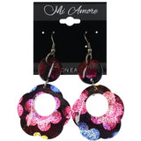 Mi Amore Flower Dangle-Earrings Pink/Black