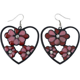 Mi Amore Flower Heart Dangle-Earrings Pink & Black