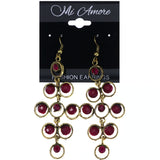 Mi Amore Antiqued Faceted Dangle-Earrings Pink & Gold-Tone