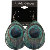 Mi Amore Peacock Feather Dangle-Earrings Blue