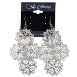 Mi Amore Flower Chandelier-Earrings Silver-Tone/White