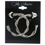 Mi Amore Twisted Hoop-Earrings Silver-Tone/Gray