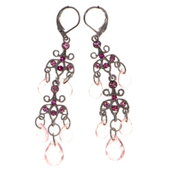 Mi Amore Dangle-Earrings Silver-Tone/Pink