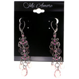 Mi Amore Dangle-Earrings Silver-Tone/Pink