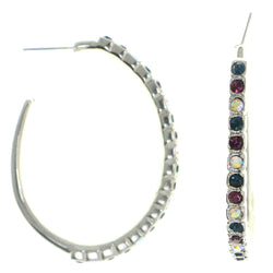 Mi Amore Long Hoop-Earrings Silver-Tone/Multicolor