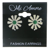 Mi Amore Flower Stud-Earrings Silver-Tone/Green
