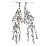 Mi Amore AB Finish Drop-Dangle-Earrings Silver-Tone