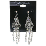 Mi Amore AB Finish Drop-Dangle-Earrings Silver-Tone