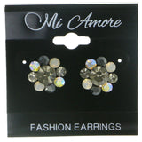 Mi Amore AB Finish Flower Stud-Earrings Gray