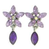 Mi Amore Flower Dangle-Earrings Silver-Tone/Purple