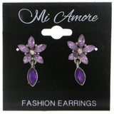 Mi Amore Flower Dangle-Earrings Silver-Tone/Purple