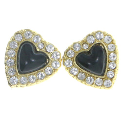 Mi Amore Heart Stud-Earrings Gold-Tone/Black