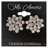 Mi Amore AB Finish Stud-Earrings Silver-Tone