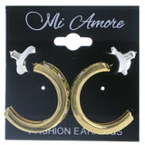 Mi Amore AB Finish Hoop-Earrings Gold-Tone/Green