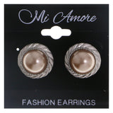 Mi Amore Stud-Earrings Silver-Tone/Brown