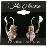 Mi Amore Flower Dangle-Earrings Silver-Tone/Purple