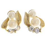 Mi Amore Leaf Stud-Earrings Gold-Tone/White