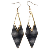 Mi Amore Glitter Sparkle Dangle-Earrings Black & Gold-Tone