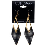 Mi Amore Glitter Sparkle Dangle-Earrings Black & Gold-Tone