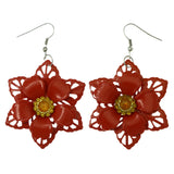 Mi Amore Flower Leaf Dangle-Earrings Orange & Yellow