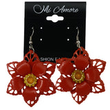 Mi Amore Flower Leaf Dangle-Earrings Orange & Yellow