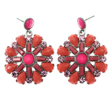 Mi Amore Flower Drop-Dangle-Earrings Pink/Silver-Tone