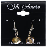 Mi Amore AB Finish Faceted Dangle-Earrings Brown & Silver-Tone