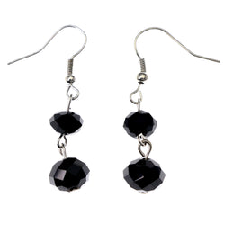 Mi Amore Faceted Dangle-Earrings Black/Silver-Tone