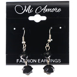 Mi Amore Faceted Dangle-Earrings Black/Silver-Tone