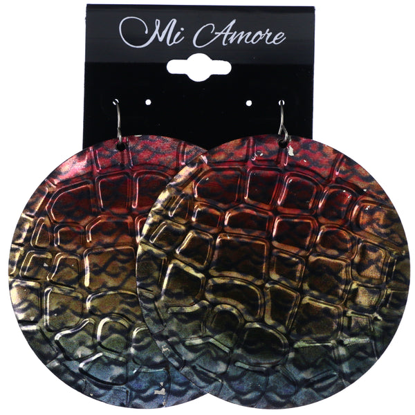 Mi Amore Textured Rainbow Scale Pattern Dangle-Earrings Multicolor