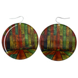 Mi Amore Wooden Plank Pattern Dangle-Earrings Multicolor