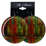 Mi Amore Wooden Plank Pattern Dangle-Earrings Multicolor