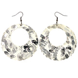 Mi Amore Sequin Flower Dangle-Earrings Silver-Tone & White