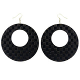 Mi Amore Textured Dangle-Earrings Black/Gold-Tone