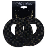 Mi Amore Textured Dangle-Earrings Black/Gold-Tone