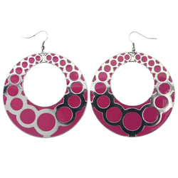 Mi Amore Retro Dangle-Earrings Pink/Silver-Tone