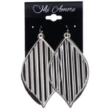 Mi Amore Glitter Sparkle Striped Dangle-Earrings Silver-Tone & Black
