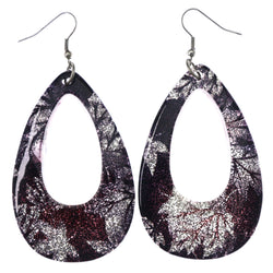 Mi Amore Glitter Sparkle Leaf Dangle-Earrings Silver-Tone & Purple