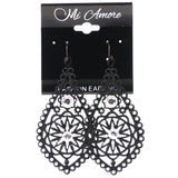 Mi Amore Flower Dangle-Earrings Black/Silver-Tone