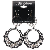 Mi Amore Flower Spike Dangle-Earrings Black & Silver-Tone